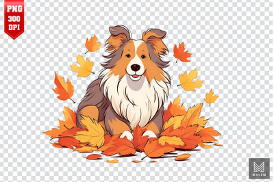 Autumn Shetland Sheepdog Dog Clipart