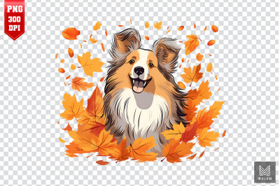 Autumn Shetland Sheepdog Dog Clipart