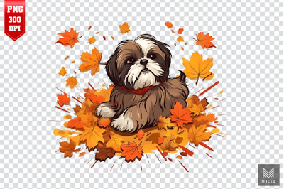 Autumn Shih Tzu Dog Clipart