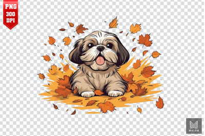 Autumn Shih Tzu Dog Clipart