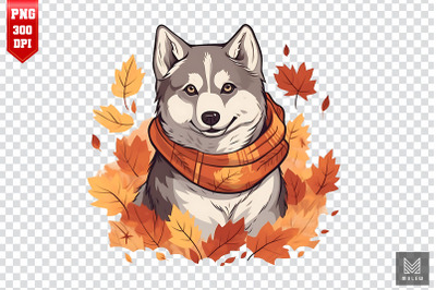 Autumn Siberian Husky Dog Clipart