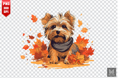 Autumn Yorkshire Terrier Dog Clipart