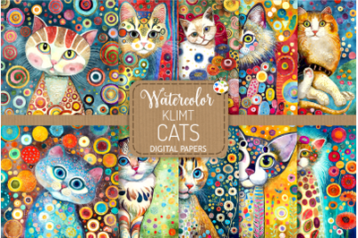 Klimt Cats - Watercolor Portrait Paintings