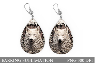 Wolf Teardrop Earring Design. Wolf Earring Sublimation