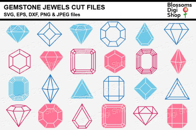 Gemstone Jewels SVG, EPS, DXF, PNG &amp; JPEG cut files