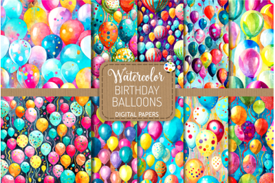 Watercolor Birthday Balloon Pattern Backgrounds