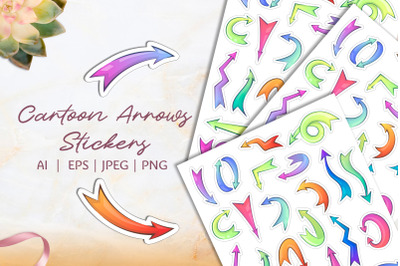24 Cartoon thick Arrows Vector Stickers