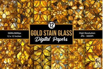 Gold Stained Glass Seamless Pattern Digital Papers