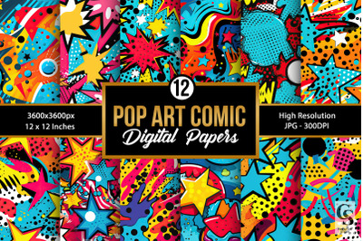 Abstract Comic Pop Art Seamless Pattern Digital Papers
