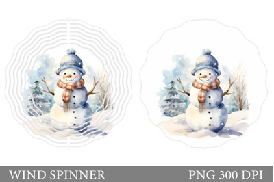 Snowman Watercolor Wind Spinner. Winter Wind Spinner