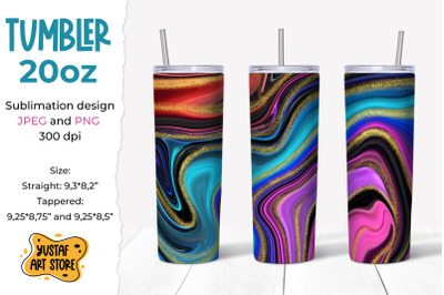 Tumbler sublimation 20 oz. Neon colors marble tumbler wrap