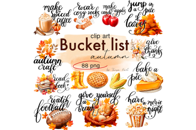 Autumn Fall Bucket List Icons PNG Clipart