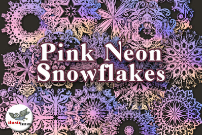 Pink Neon Christmas Snowflakes Clipart