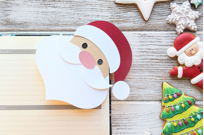 Santa Claus Face Papercut Corner Bookmark | SVG | PNG | DXF | EPS