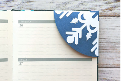 Snowflake Papercut Corner Bookmark | SVG | PNG | DXF | EPS