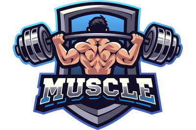Muscle man mascot logo design