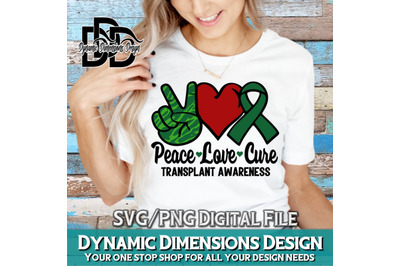 Transplant, ORgan Transplant, Peace Love Cure svg, Awareness Ribbon sv