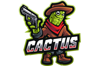 Cactus cowboy esport mascot logo design
