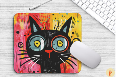 Cute Doodle Cat Cartoon Style Mouse Pad