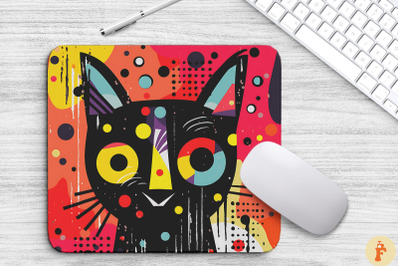 Cute Doodle Cat Cartoon Style Mouse Pad