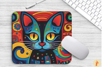 Doodle Cat Pop Art Style Mouse Pad