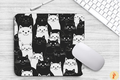 Doodle Cute Line Cat Pattern Mouse Pad