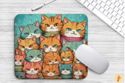 Cute Cats Cartoon Style Mouse Pad Design