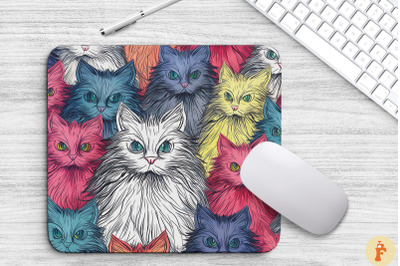 Colorful Scribble Cat Pattern Mouse Pad