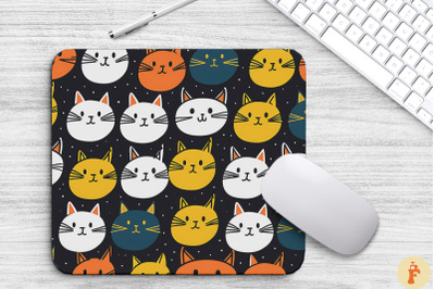 Simple Seamless Doodle Cat Mouse Pad