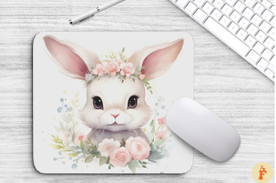 Vintage Bunny With Flowers Mouse Pad