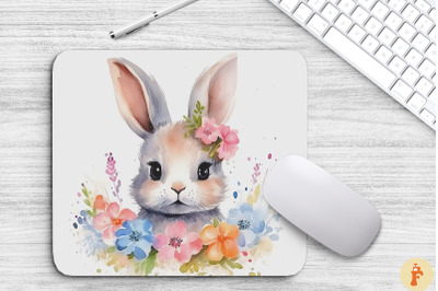 Vintage Bunny With Flowers Mouse Pad