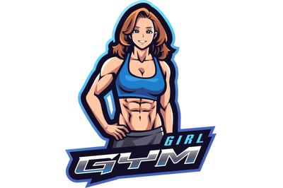 Girl gym esport mascot logo design