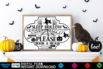 Sleep hollow manor please book a head SVG