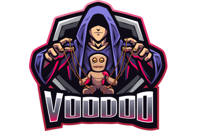 Wizard esport gaming mascot logo with voodoo doll