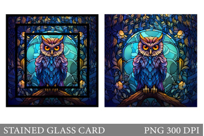 Owl Stained Glass Card. Stained Glass Bird Card Sublimation