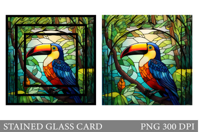 Toucan Stained Glass Card. Stained Glass Toucan Card Design