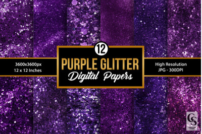 Purple Glitter Digital Paper Backgrounds