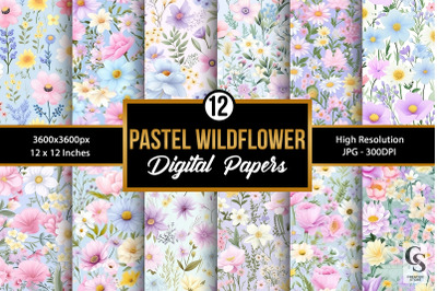 Pastel Wildflowers Digital Paper Pattern