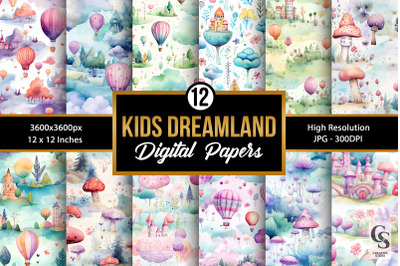 Watercolor Kids Dreamland Digital Paper