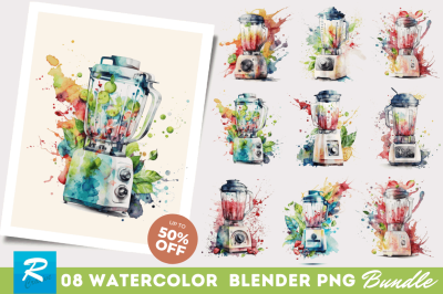 Watercolor Blender Clipart Bundle