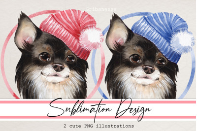 Cute dog Watercolor PNG Sublimation design