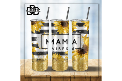 MAMA Sunflower Glitter Tumbler Wrap, PNG Print Sublimation Tumbler Des