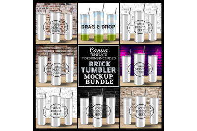 20oz Skinny tumbler Mockup Bundle&2C; full view wrap mockup&2C; tumbler mock