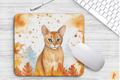 Cute Abyssinian Cat In Fall Mouse Pad