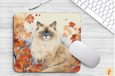 Cute Birman Cat In Fall Mouse Pad