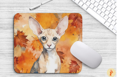 Cute Cornish Rex Cat In Fall Mouse Pad