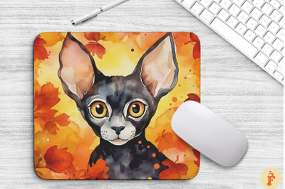 Cute Cornish Rex Cat In Fall Mouse Pad