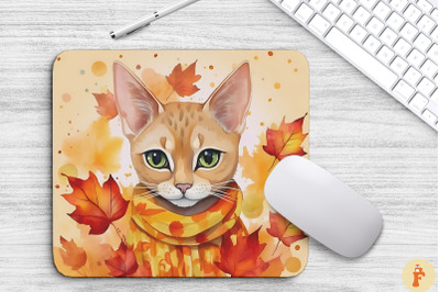 Cute Abyssinian Cat In Fall Mouse Pad