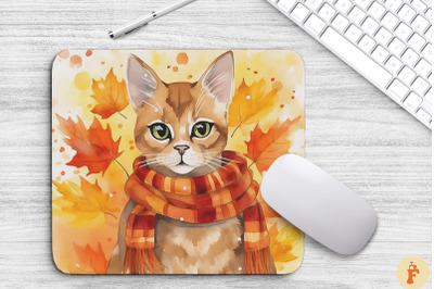 Cute Abyssinian Cat In Fall Mouse Pad