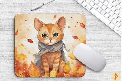 Cute Abyssinian Cat In Fall Mouse Pad